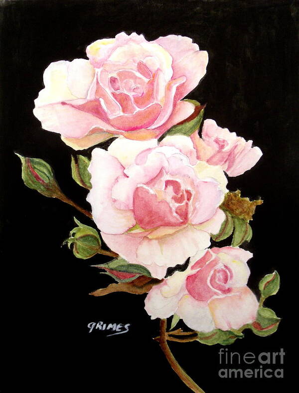 Roses Poster featuring the painting Pink Rose Spray by Carol Grimes