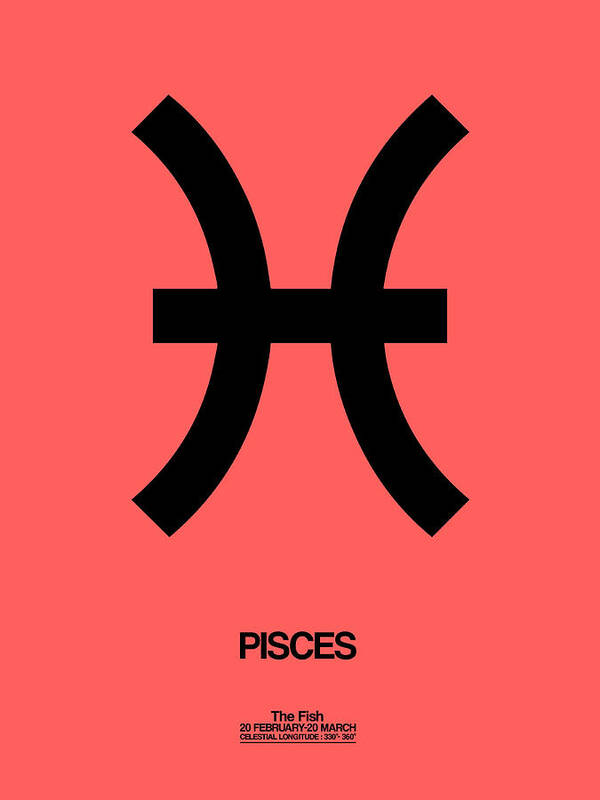 Pisces Poster featuring the digital art Pisces Zodiac Sign Black by Naxart Studio