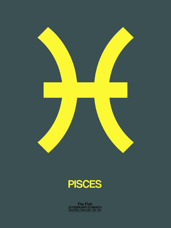 Pisces Poster featuring the digital art Pisces Zodiac Sign Yellow by Naxart Studio