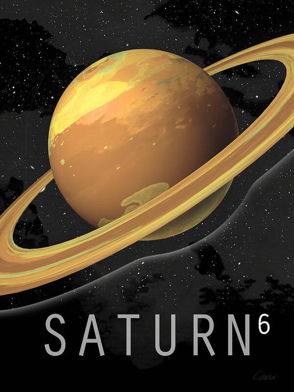 Saturn Poster featuring the digital art Planet Saturn by David Cowan