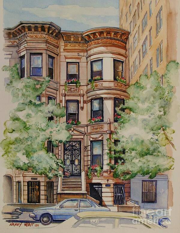 Park Slope Poster featuring the painting Plaza Street West 1994 by Nancy Wait