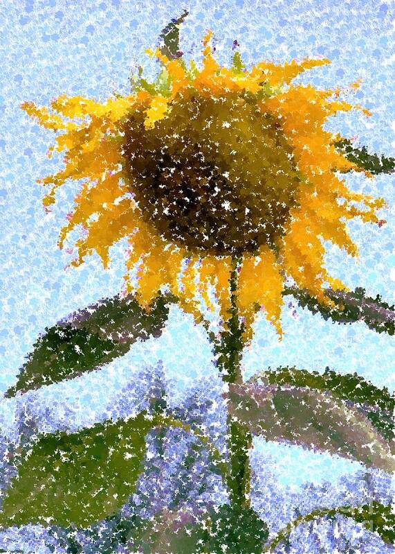 Sunflower Poster featuring the photograph Pointillist Sunflower in Sun City by Barbie Corbett-Newmin