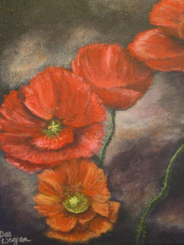 Flowers Poster featuring the painting Poppies by Dan Wagner