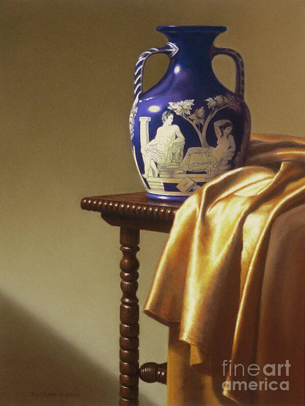 Still Life Poster featuring the painting Portland Vase with Cloth by Barbara Groff