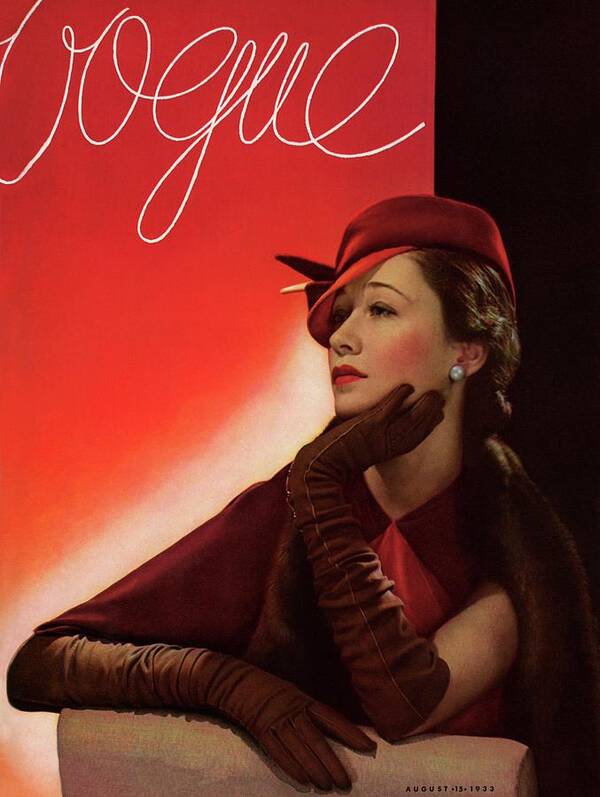 Portrait Poster featuring the photograph Portrait Of A Woman In A Red Hat by George Hoyningen-Huene