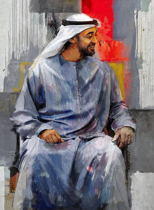 Uae Armed Forces Poster featuring the painting Portrait of Abdullah bin Zayed Al Nahyen 7 by Maryam Mughal