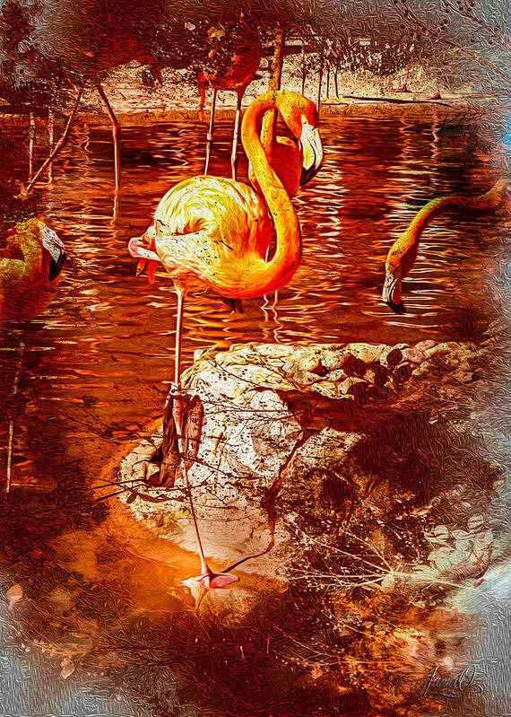 Bird Poster featuring the digital art Pretty Flamingo by Janice OConnor