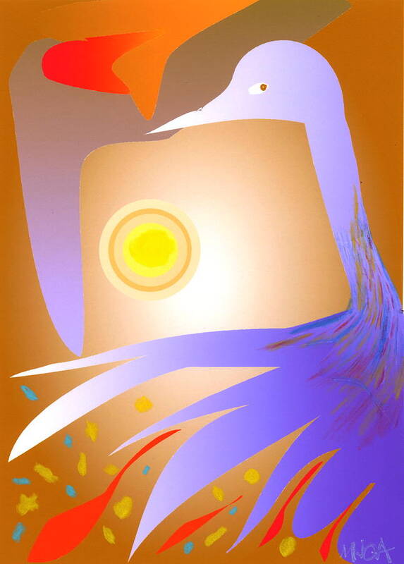 Birds Poster featuring the digital art Purple bird by Mary Armstrong