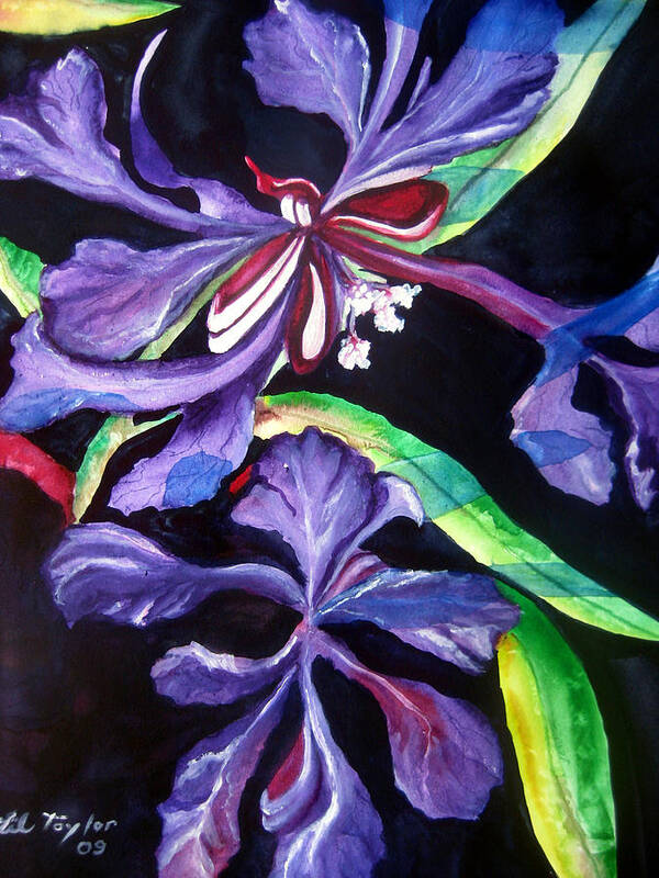 Purple Flower Poster featuring the painting Purple Wildflowers by Lil Taylor