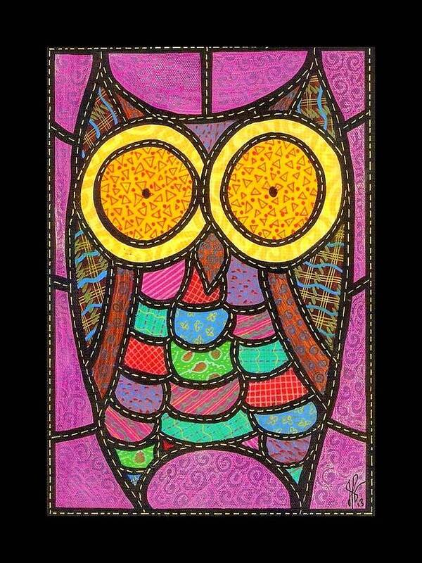 Owl Poster featuring the painting Quilted Owl by Jim Harris