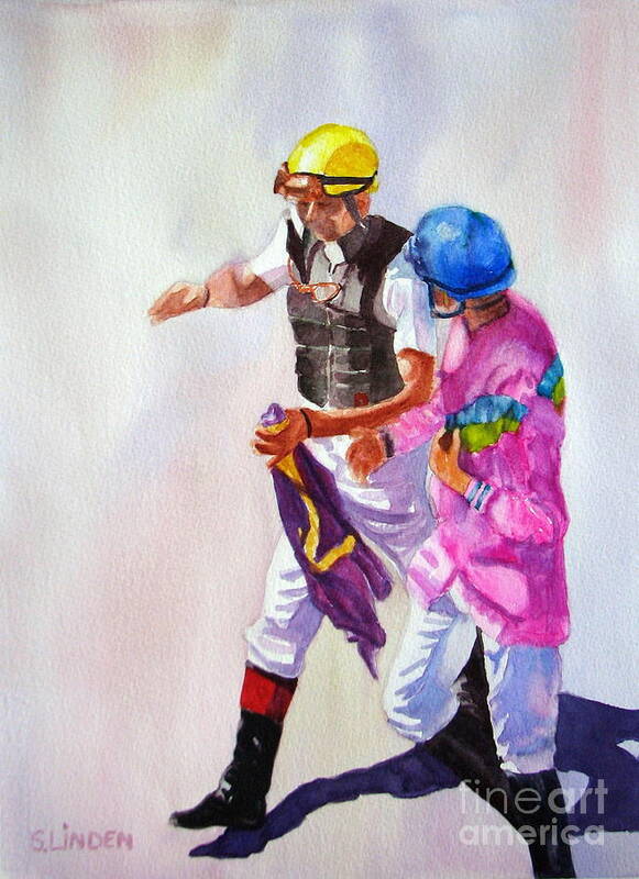 Jockeys Poster featuring the painting Race Rehash by Sandy Linden