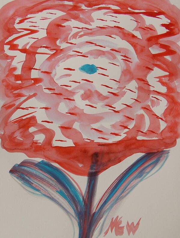 Bloom Poster featuring the painting Red and Baby Blue by Mary Carol Williams