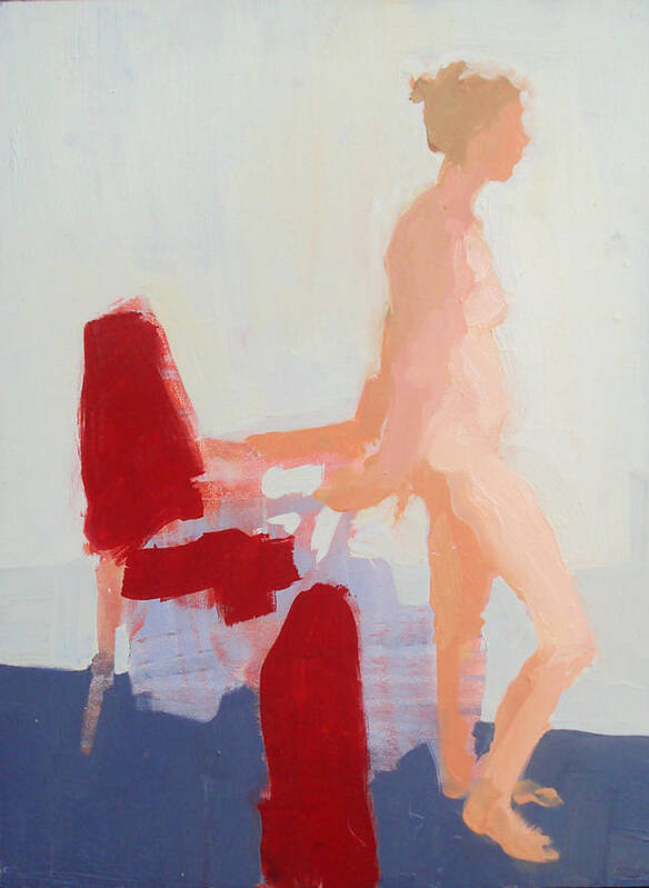 Chair Poster featuring the painting Red Cloth by Cynthia Harvey