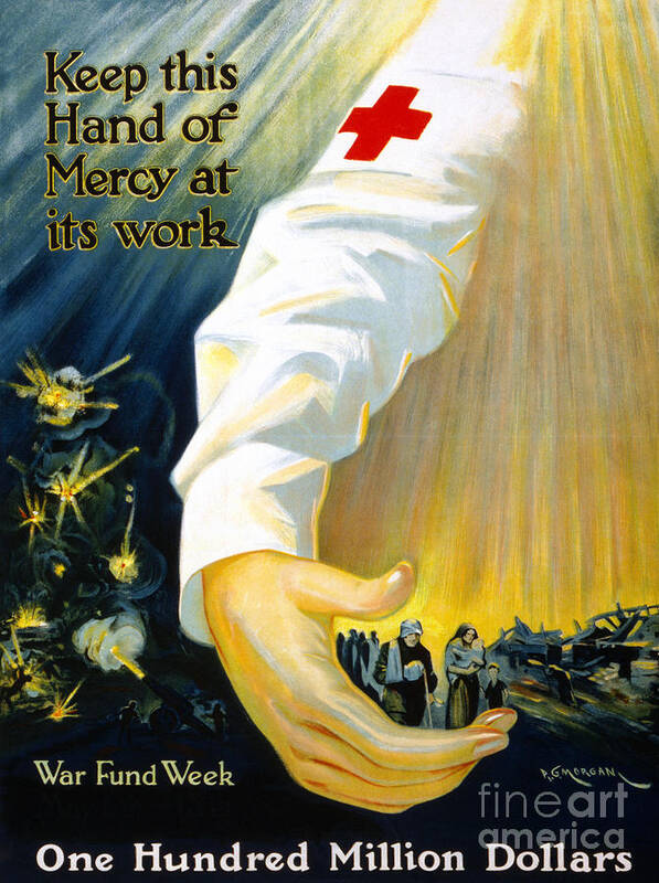 1918 Poster featuring the photograph Red Cross Poster, 1918 by Granger