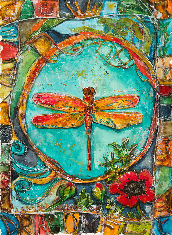 Dragonfly Poster featuring the painting Red Dragonfly by Patricia Allingham Carlson