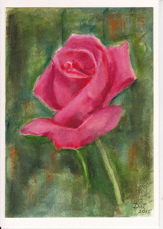 Flower Poster featuring the painting Red Valentine Rose 2015 by Dai Wynn