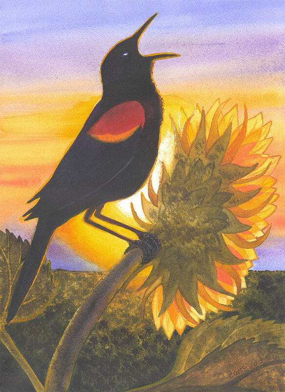 Bird Poster featuring the painting Red-wing Blackbird by Catherine G McElroy