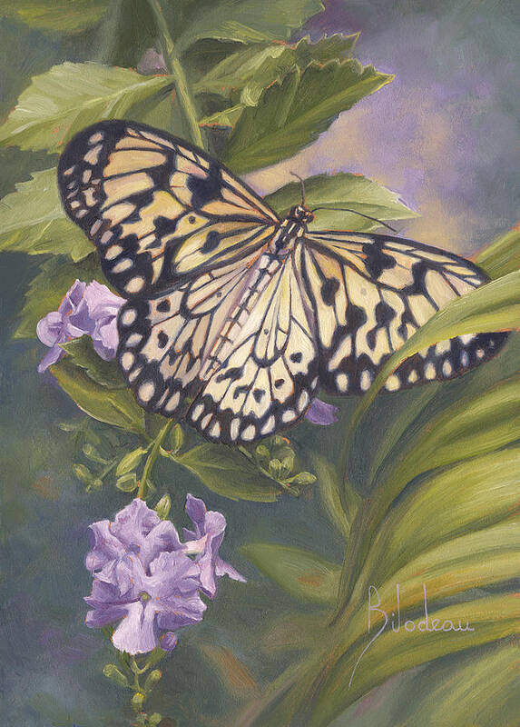 Butterfly Poster featuring the painting Rice Paper Butterfly by Lucie Bilodeau