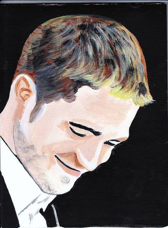 Robert Pattinson Famous Faces People Movies Filmstar Actor Paintings Acrylic Poster featuring the painting Robert Pattinson 121 by Audrey Pollitt