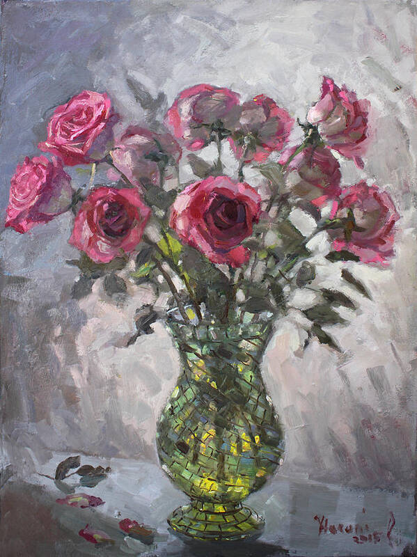 Roses Poster featuring the painting Roses for Viola 2 by Ylli Haruni