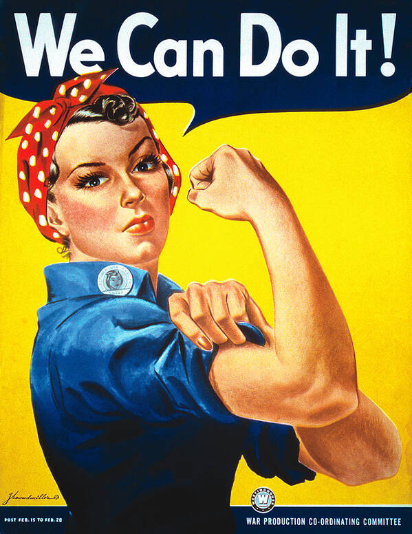 Vintage Poster Poster featuring the digital art Rosie the Riveter by Georgia Clare