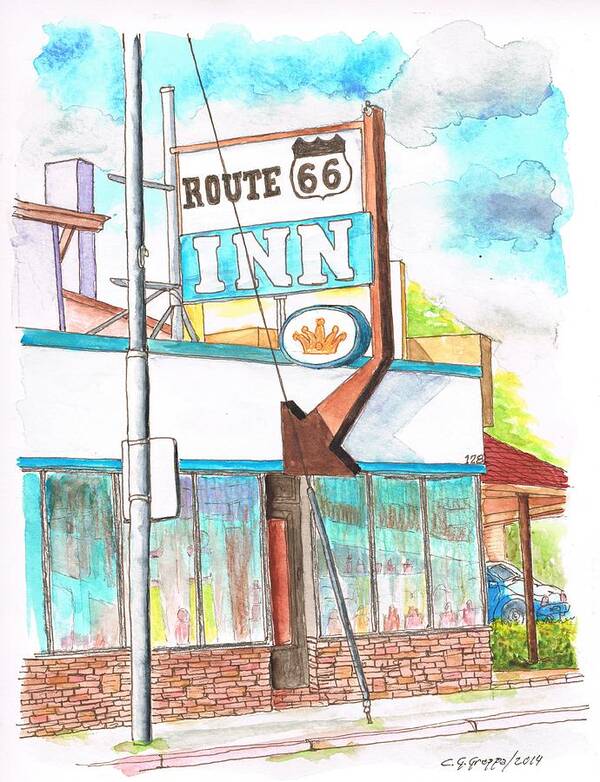 Route 66 Inn Poster featuring the painting Route 66 Inn in Route 66, Williams, Arizona by Carlos G Groppa