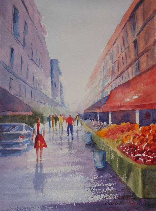 Rue Cler Poster featuring the painting Rue Cler Morning by Barbara Parisien