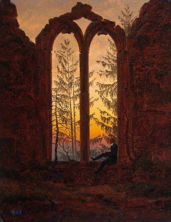 Caspar Poster featuring the painting Ruins of the Oybin Monastery The Dreamer by Philip Ralley