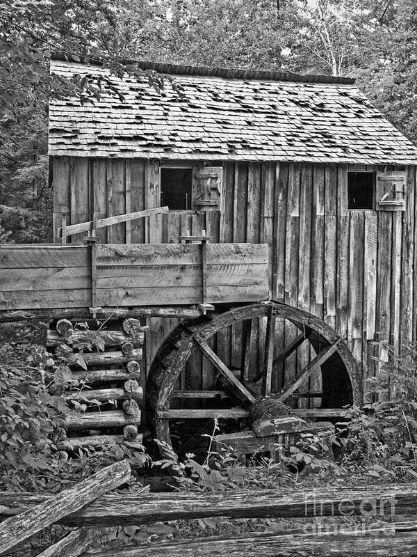 Rustic Mill Poster featuring the photograph Rustic Mill in Black and White by Southern Photo