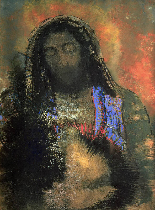 Sacred Heart Poster featuring the painting Sacred Heart by Odilon Redon