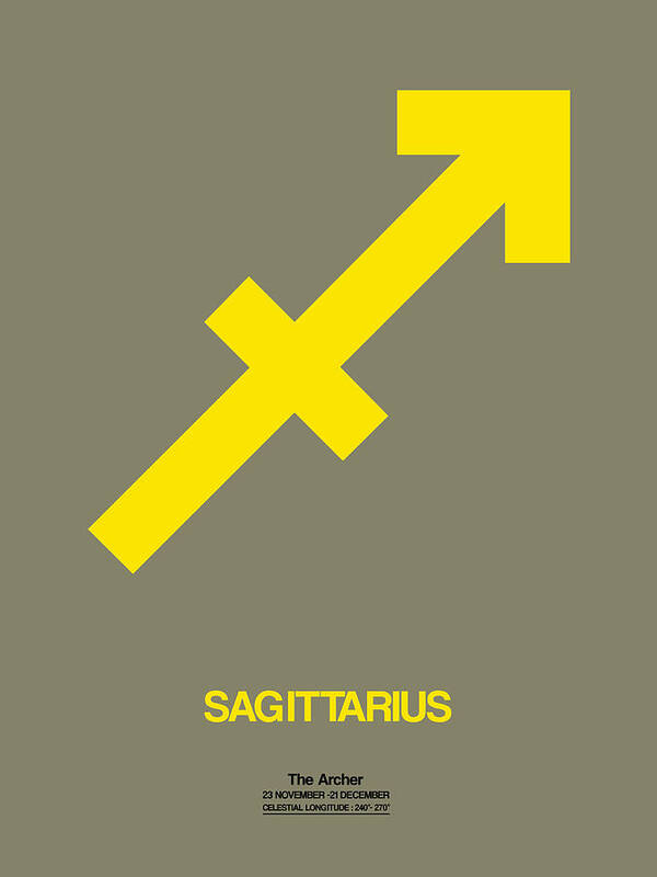Sagittarius Poster featuring the digital art Sagittarius Zodiac Sign Yellow by Naxart Studio