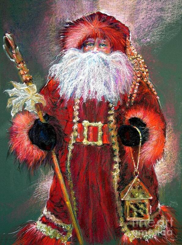 Santa Claus Poster featuring the painting Santa as Father Christmas by Shelley Schoenherr