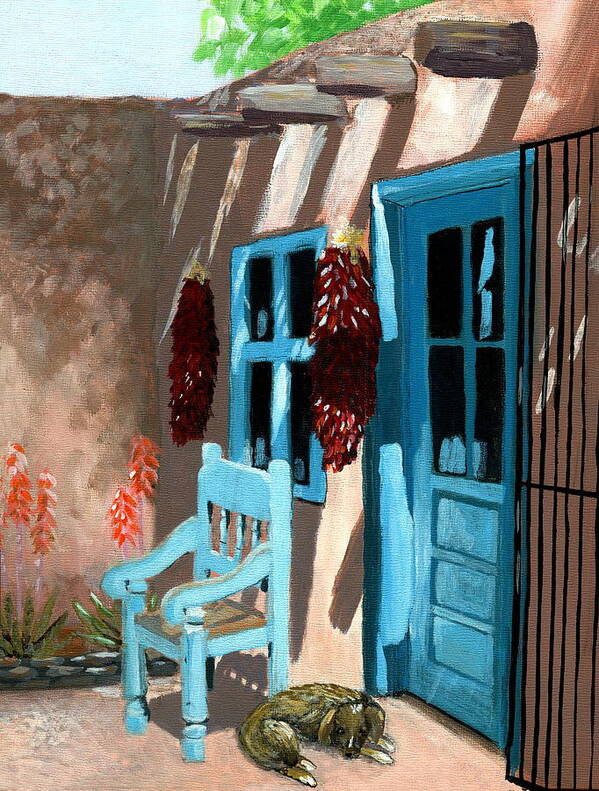 Southwestern Poster featuring the painting Santa Fe Courtyard by Karyn Robinson