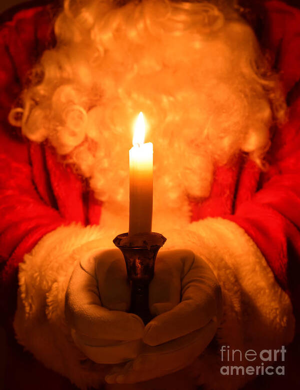 Santa Claus Poster featuring the photograph Santa Holding Candle by Amanda Elwell
