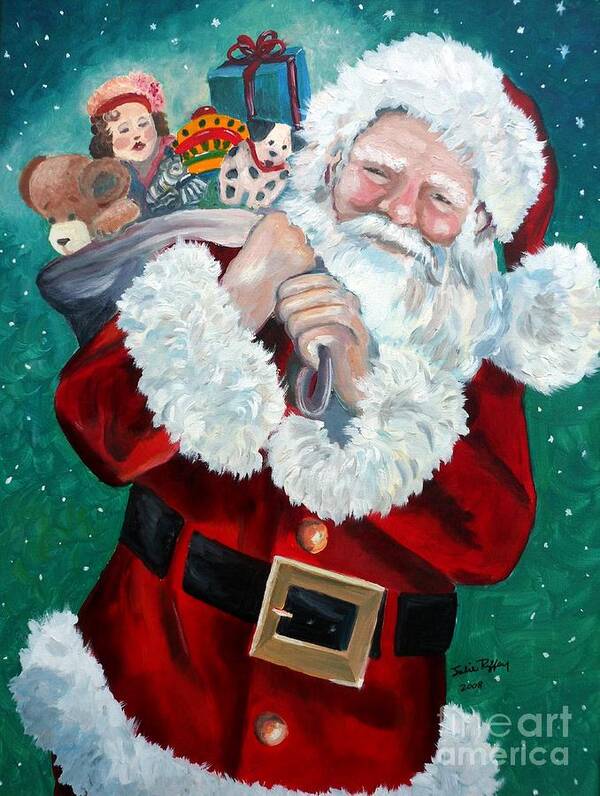 Santa Poster featuring the painting Santa's Coming to Town by Julie Brugh Riffey