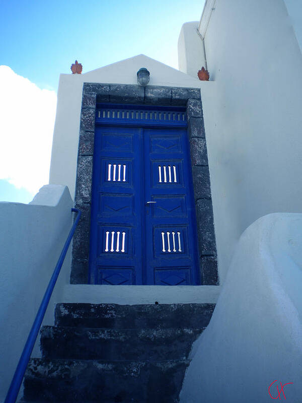 Colette Poster featuring the photograph Santorini Door to Heaven by Colette V Hera Guggenheim