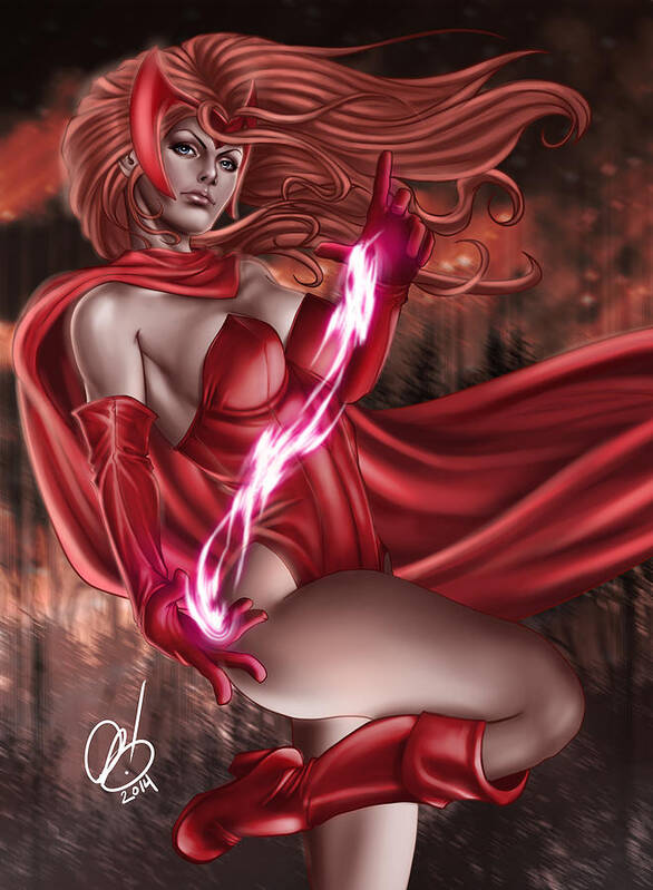 Marvel Poster featuring the painting Scarlet Witch by Pete Tapang
