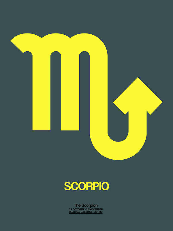 Scorpio Poster featuring the digital art Scorpio Zodiac Sign Yellow by Naxart Studio