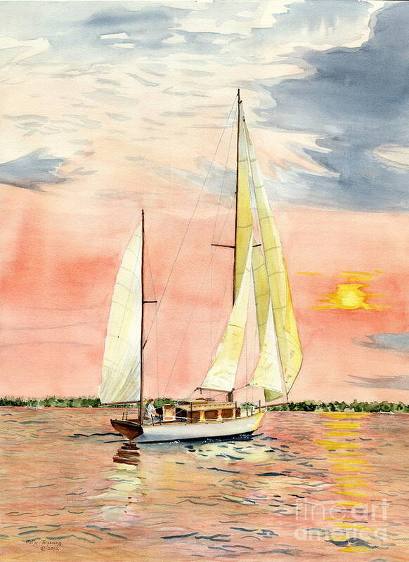 Sailing Boat Poster featuring the painting Sea Star by Melly Terpening