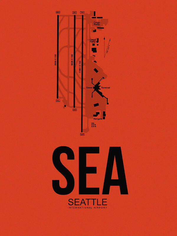 Seattle Poster featuring the digital art SEattle Airport Poster 2 by Naxart Studio