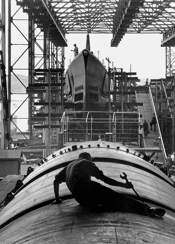 Wrench Poster featuring the photograph Second World War Submarine Production by Us Army/science Photo Library