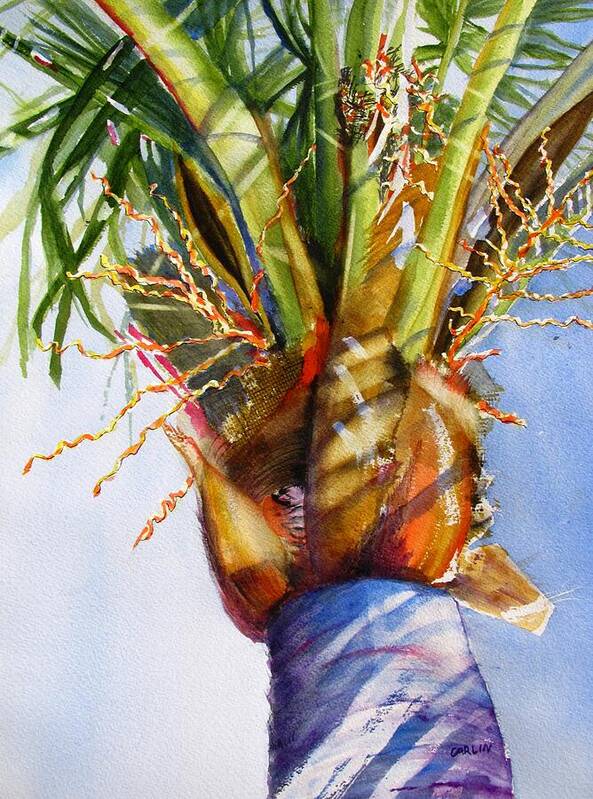 Palm Poster featuring the painting Shady Palm Tree by Carlin Blahnik CarlinArtWatercolor