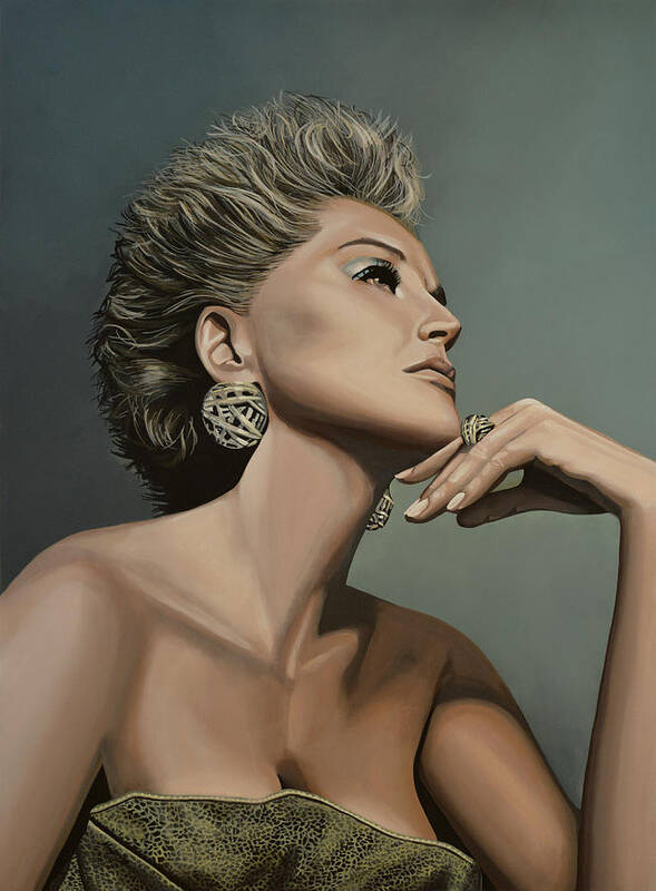 Sharon Stone Poster featuring the painting Sharon Stone by Paul Meijering