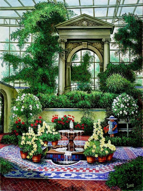 Shaw's Gardens Poster featuring the painting Shaw's Gardens Mediteranian House by Michael Frank