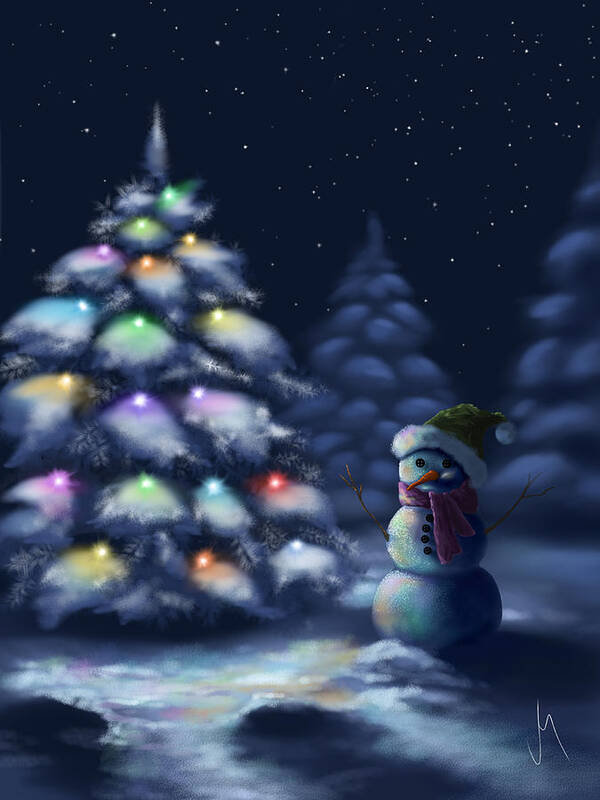 Christmas Poster featuring the painting Silent night by Veronica Minozzi
