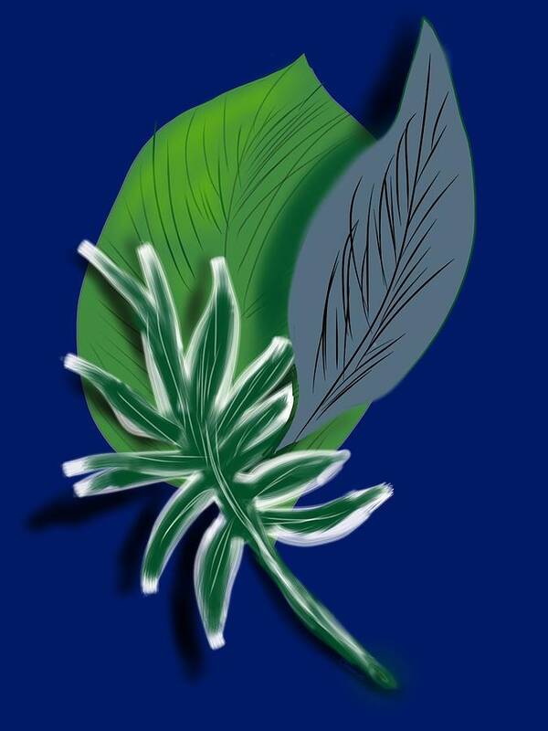 Botanical Poster featuring the digital art Silver Leaf and Fern II by Christine Fournier