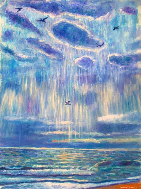 Ocean Poster featuring the painting Silver Lining at Pawleys Island by Kendall Kessler