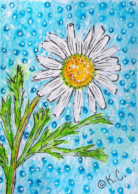 Daisy Poster featuring the painting Single Summer Daisy by Kathy Marrs Chandler