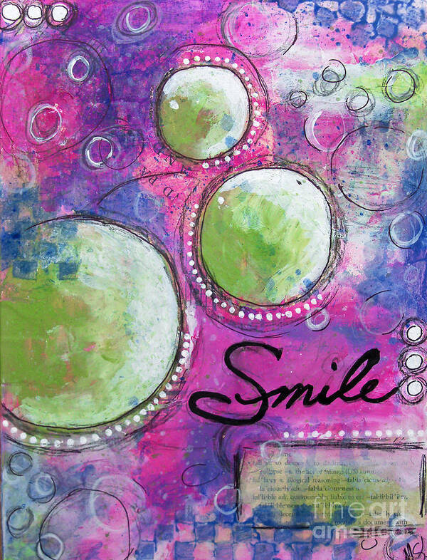 Colorful Mixed Media Art Poster featuring the painting Smile by Melissa Fae Sherbon