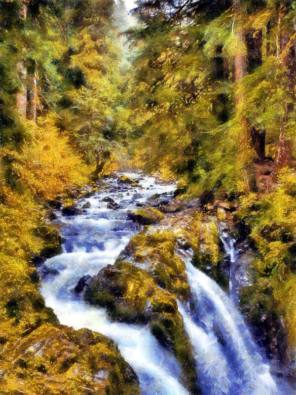 Sol Duc Falls Poster featuring the digital art Sol Duc Falls by Kaylee Mason